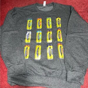 Twisted Tea Jerzees Gray Crewneck Sweater with Colorful Can Graphics
